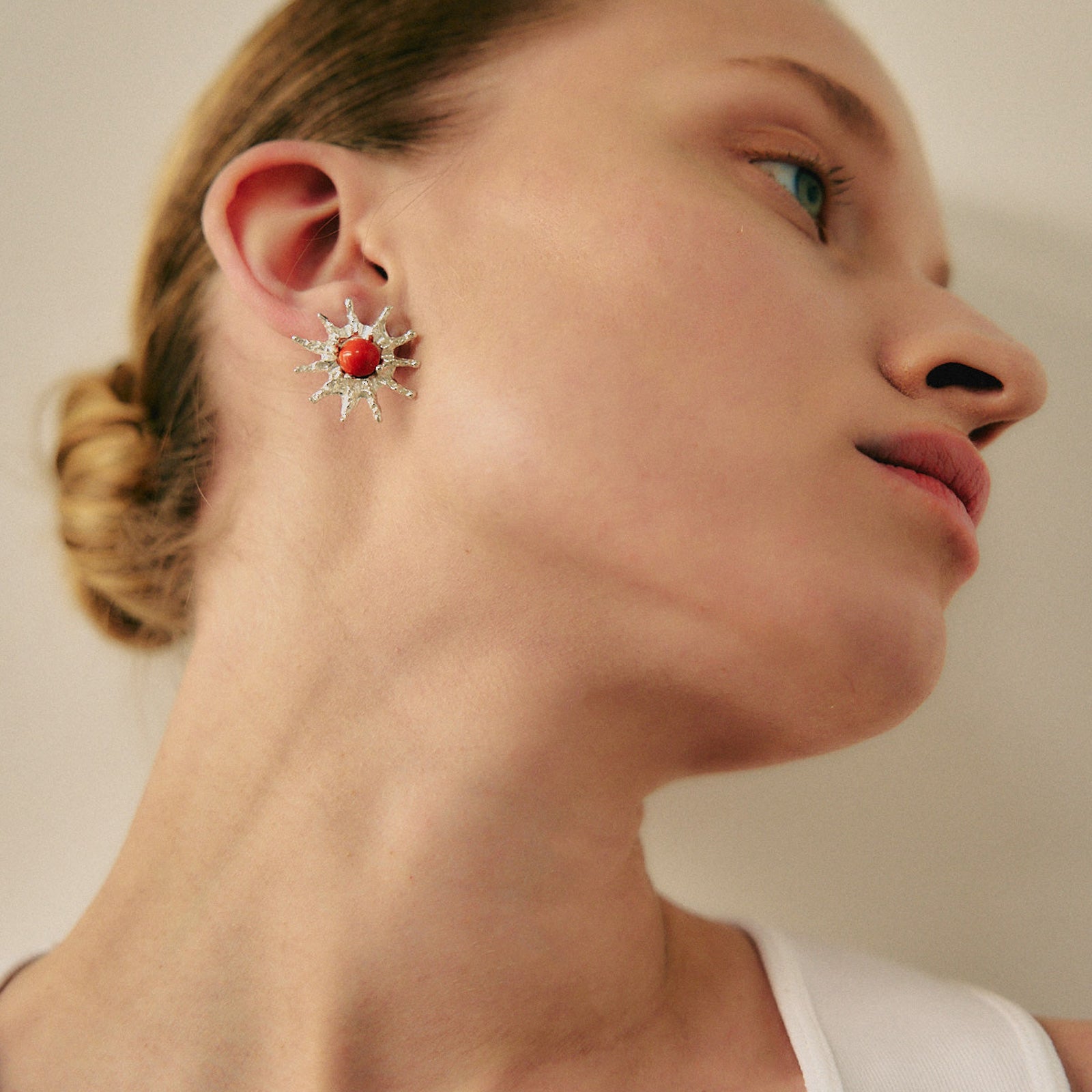 SOLARA SILVER&RED EARRINGS