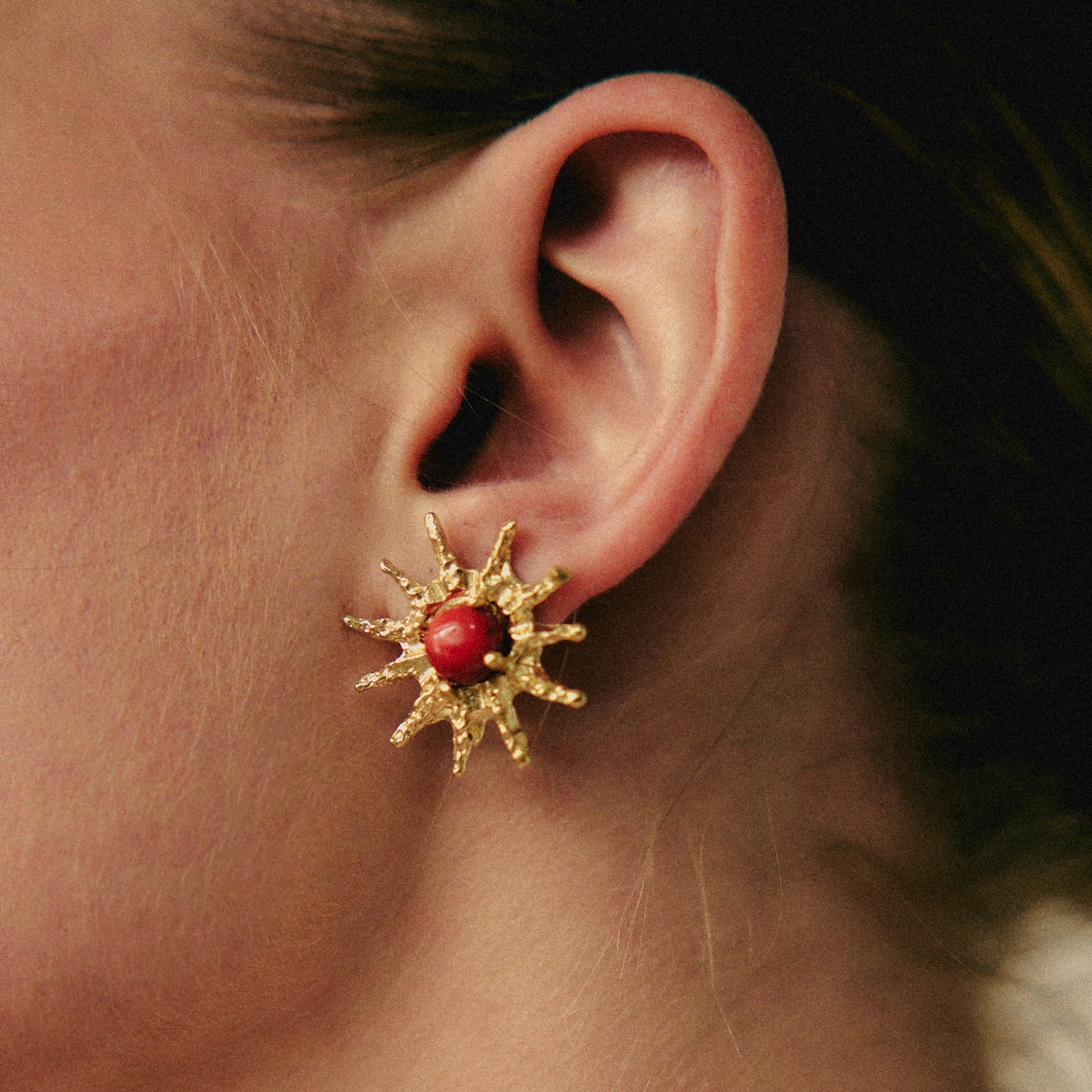 SOLARA GOLD&RED EARRINGS