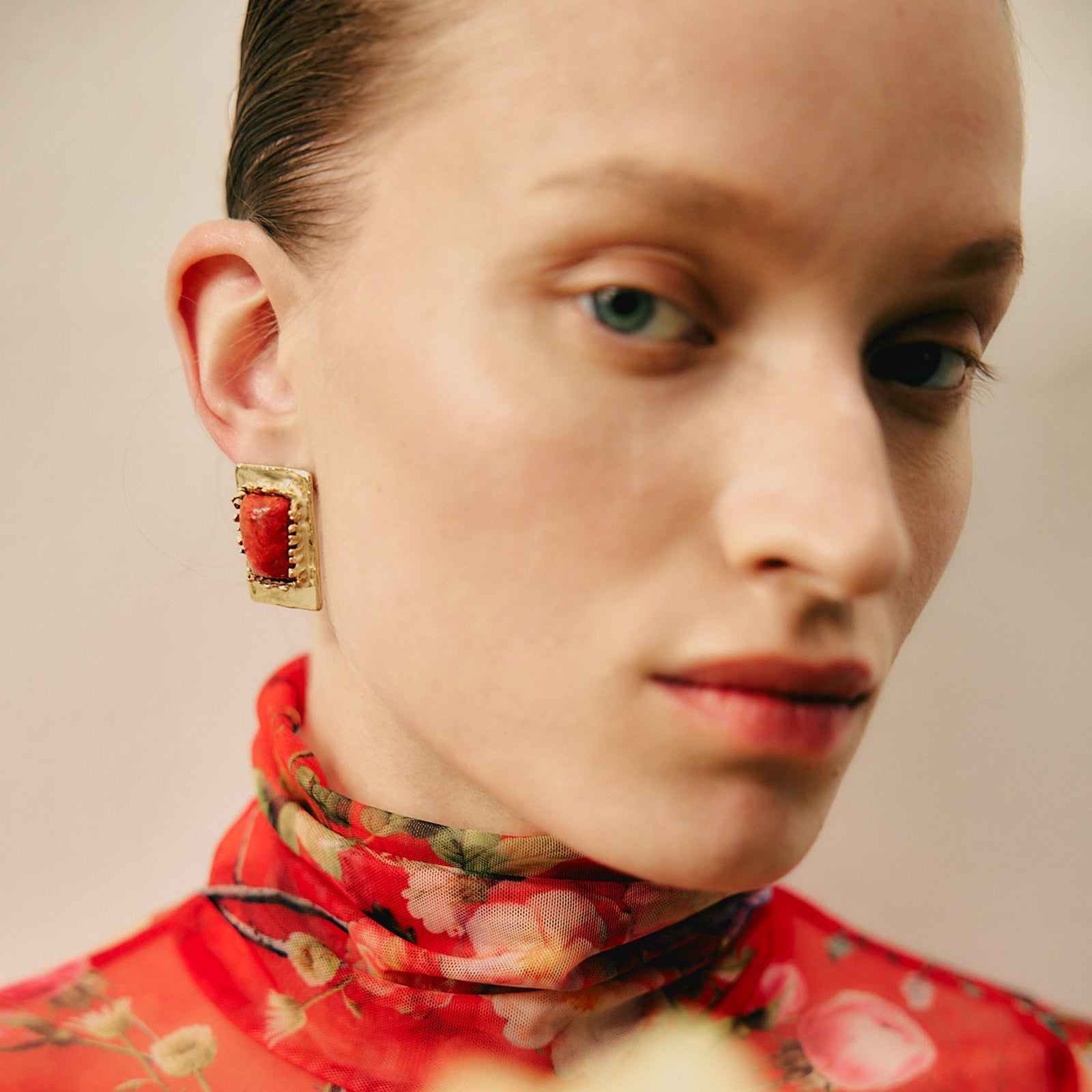 ALBA GOLD&RED EARRINGS