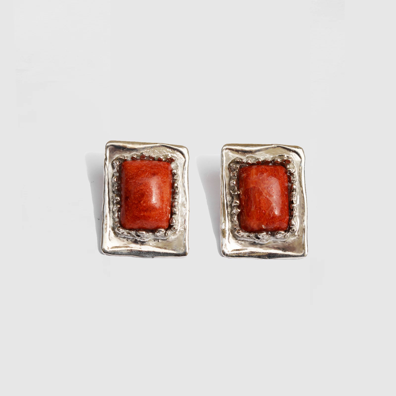 ALBA SILVER&RED EARRINGS