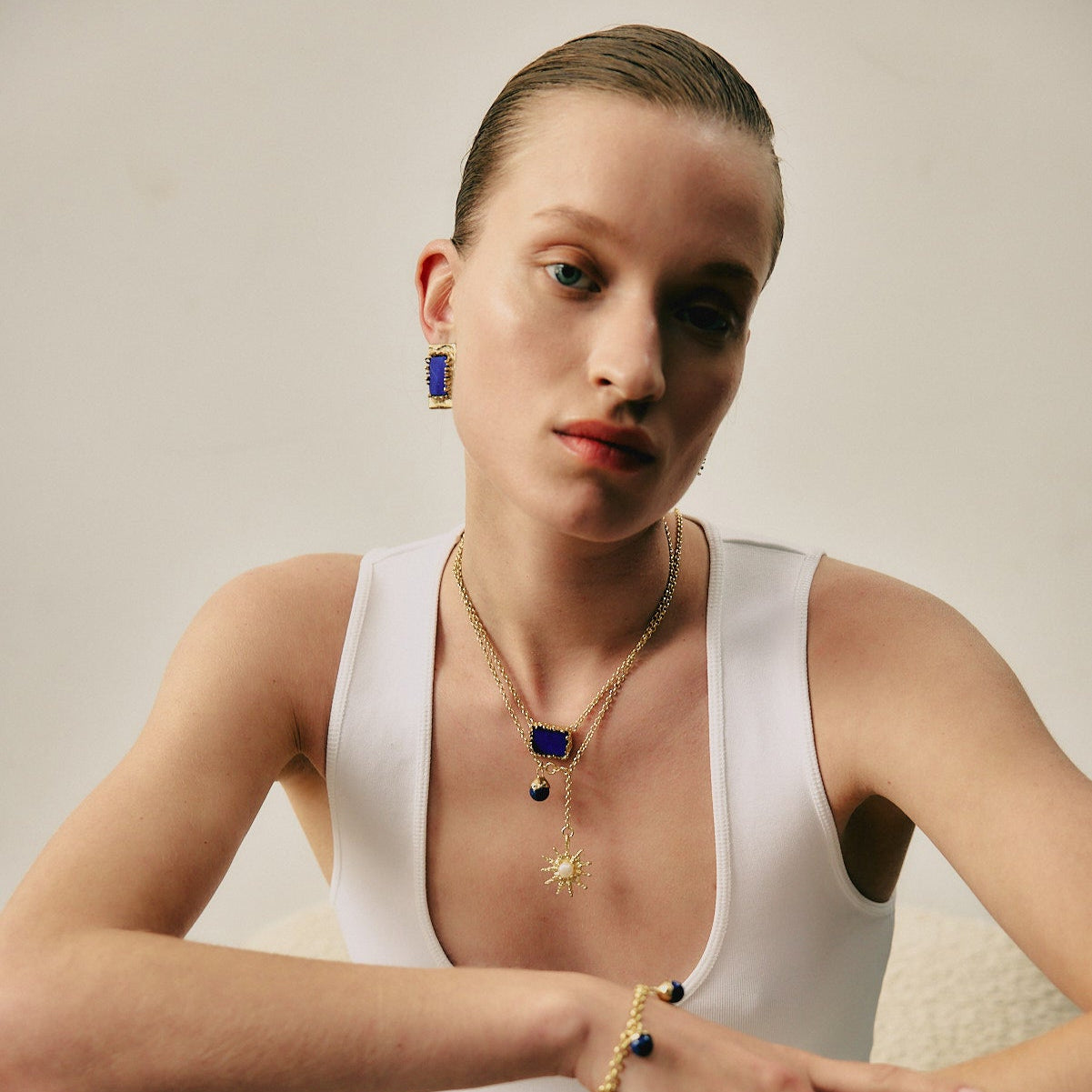 BRIELLE GOLD&BLUE NECKLACE