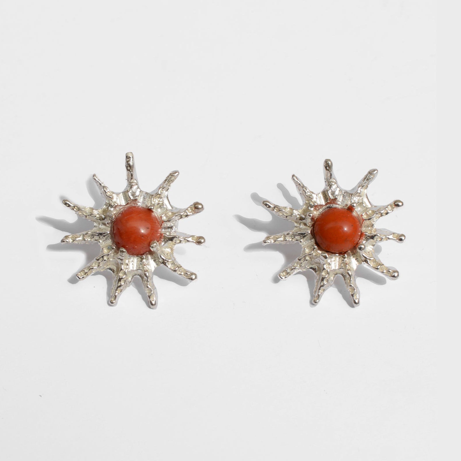 SOLARA SILVER&RED EARRINGS