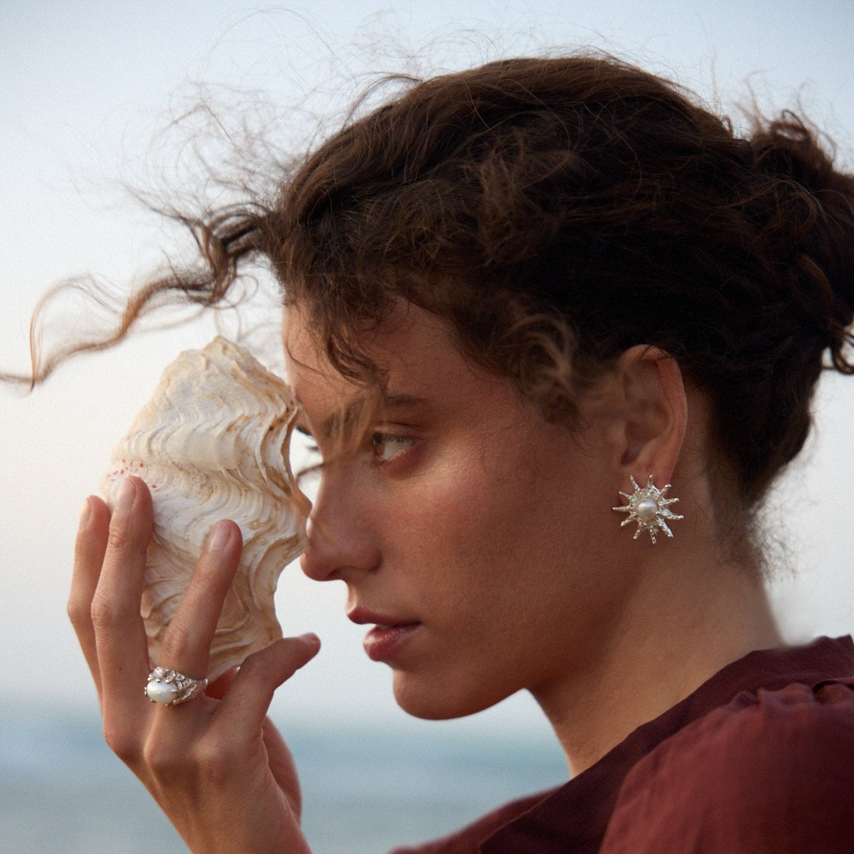 SOLARA SILVER&PEARL EARRINGS