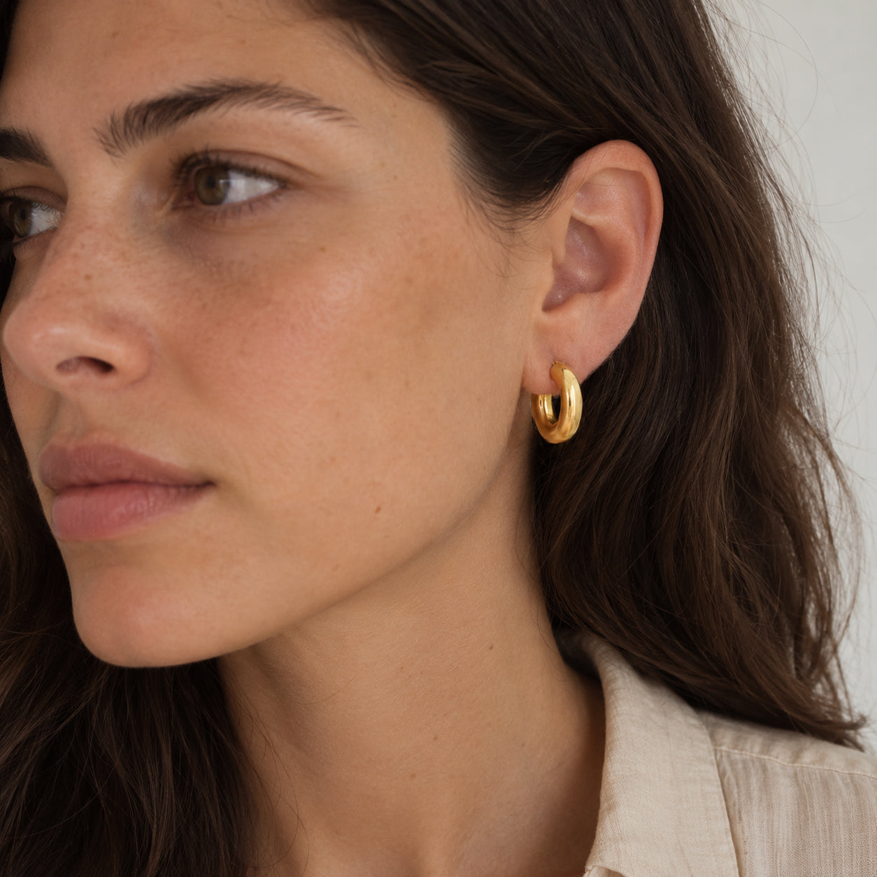 14K YELLOW GOLD CLASSIC HOOP EARRINGS N.39