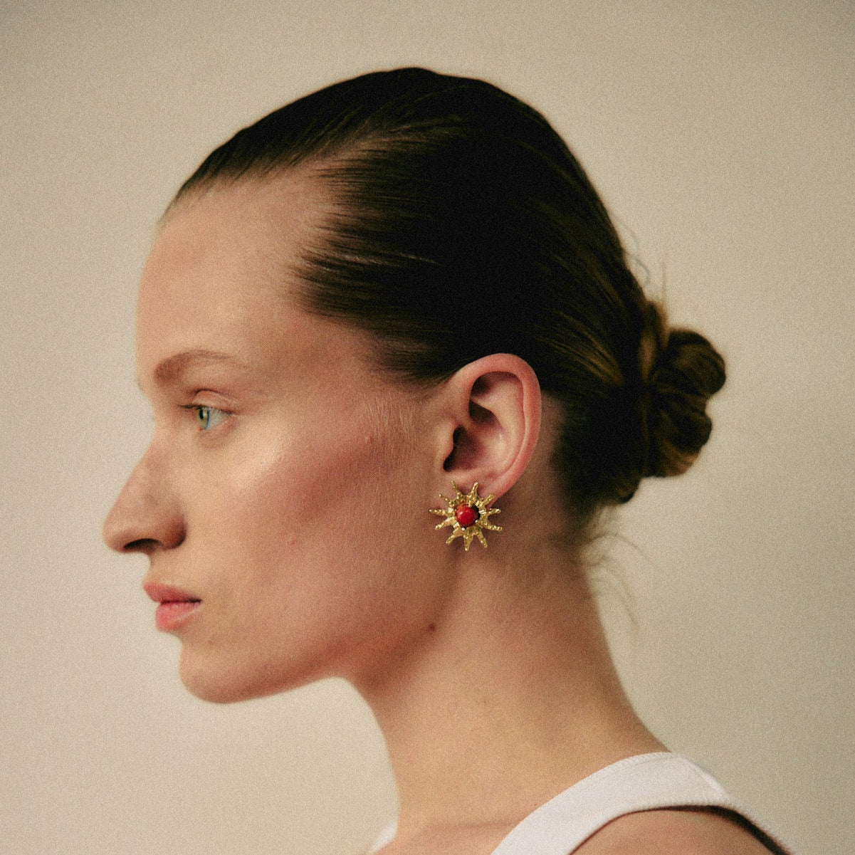 SOLARA GOLD&RED EARRINGS