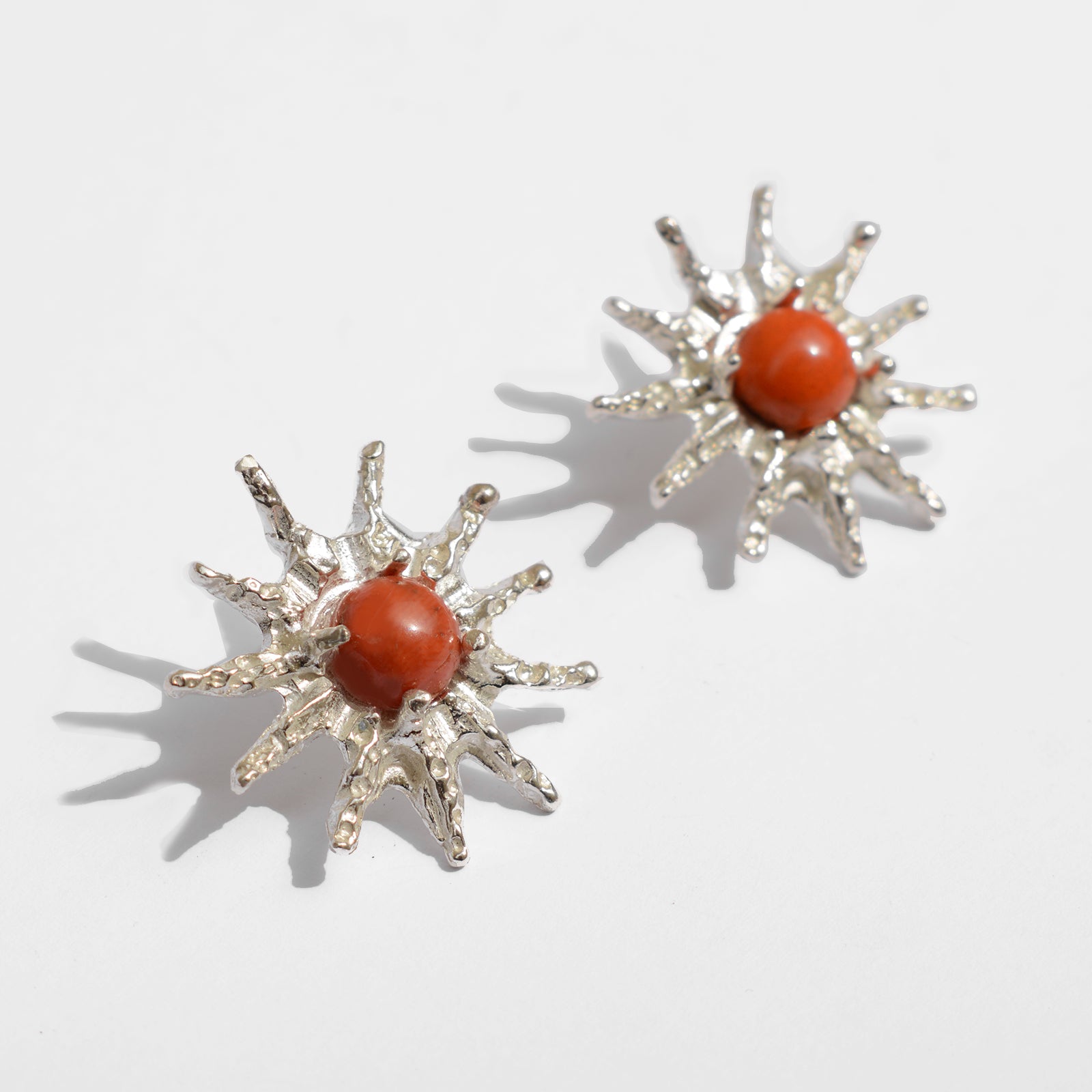 SOLARA SILVER&RED EARRINGS