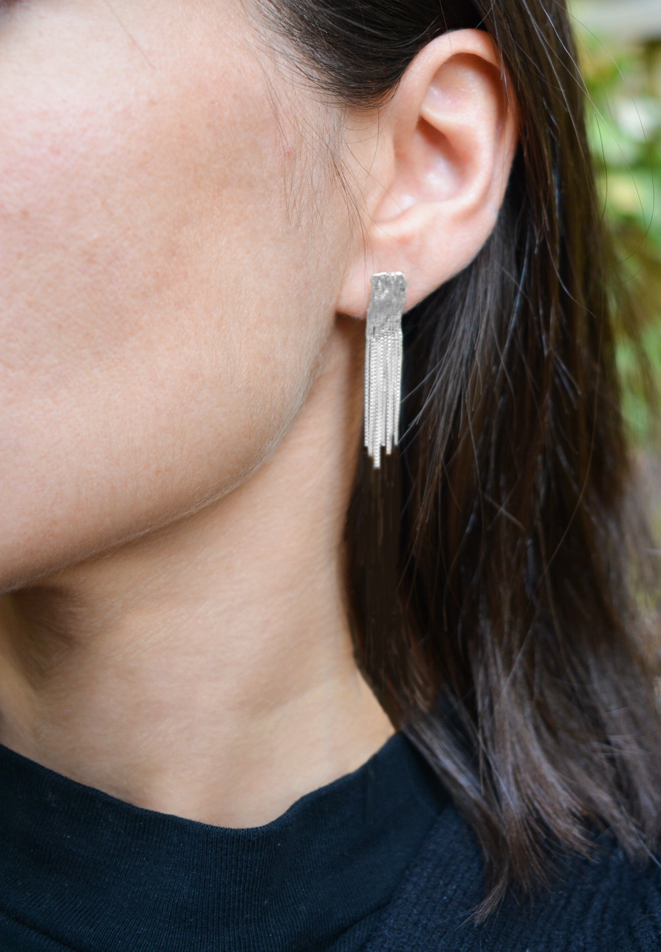 Silver WATERFALL earrings S Size