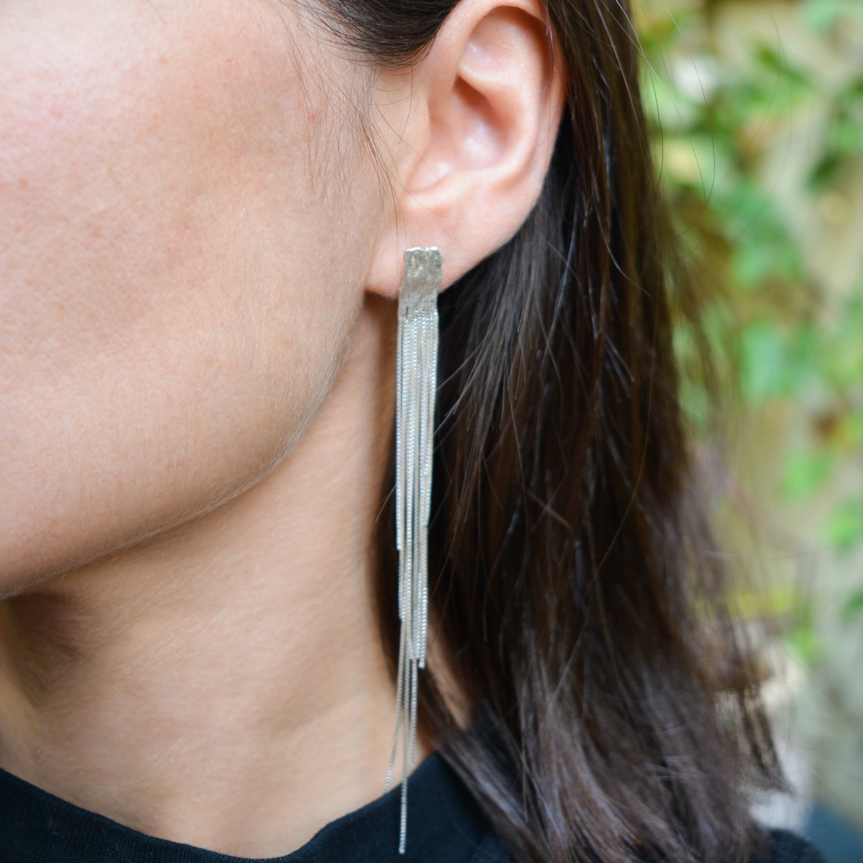 Silver WATERFALL earrings L Size