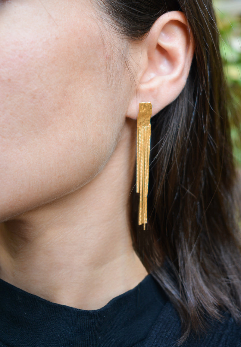 Gold WATERFALL earrings M Size