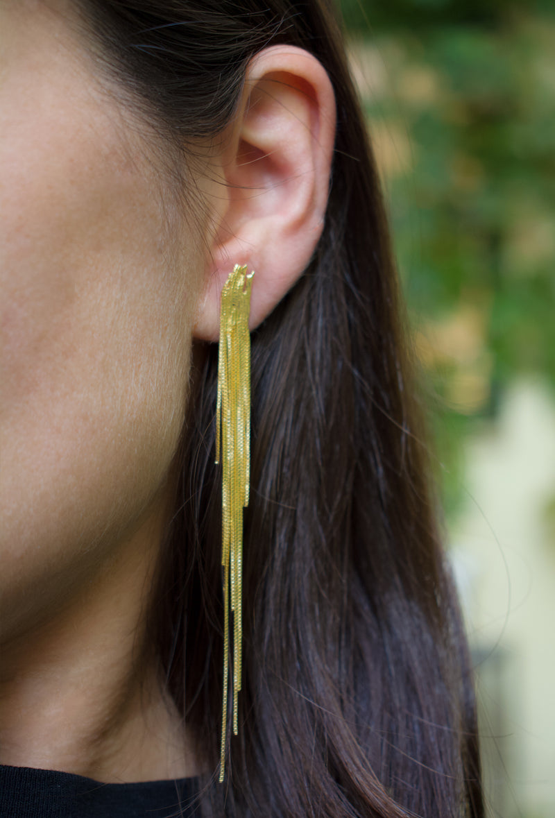 Gold WATERFALL earrings L Size